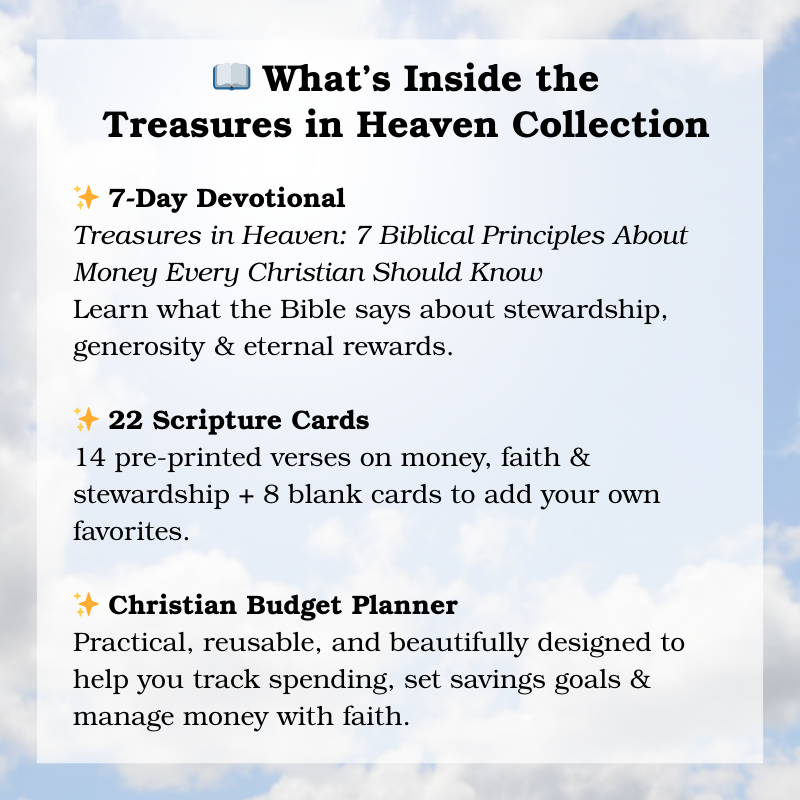 Treasures in Heaven Collection - Christian Money Devotional, Budget Planner & Bible Verse Cards