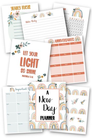 planner pages printable Christian Day Planner